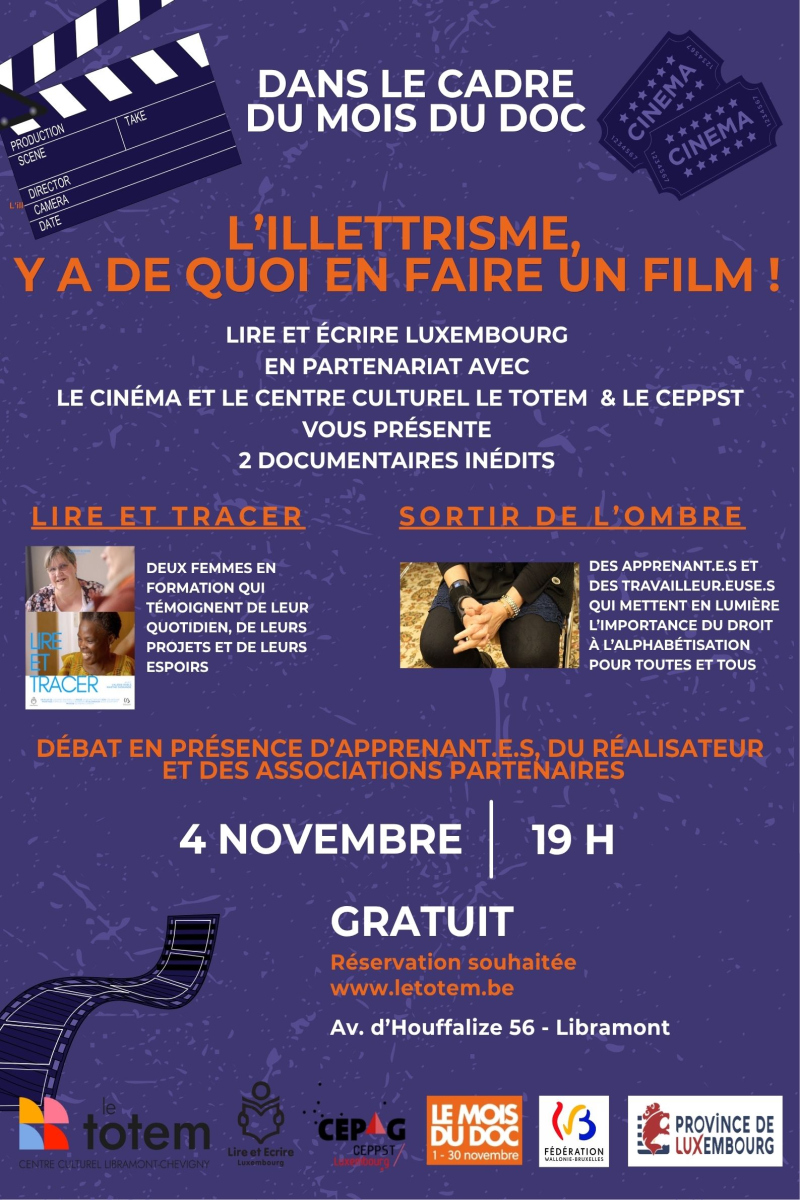 Lire et Tracer + Sortir de L'Ombre - Soirée Débat Lire & Ecrire